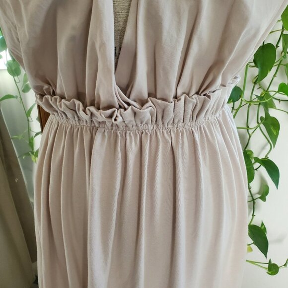 ZARA | Sleeveless Ruffle Waistline Beige Boho Maxi Dress (S) - Picture 7 of 11